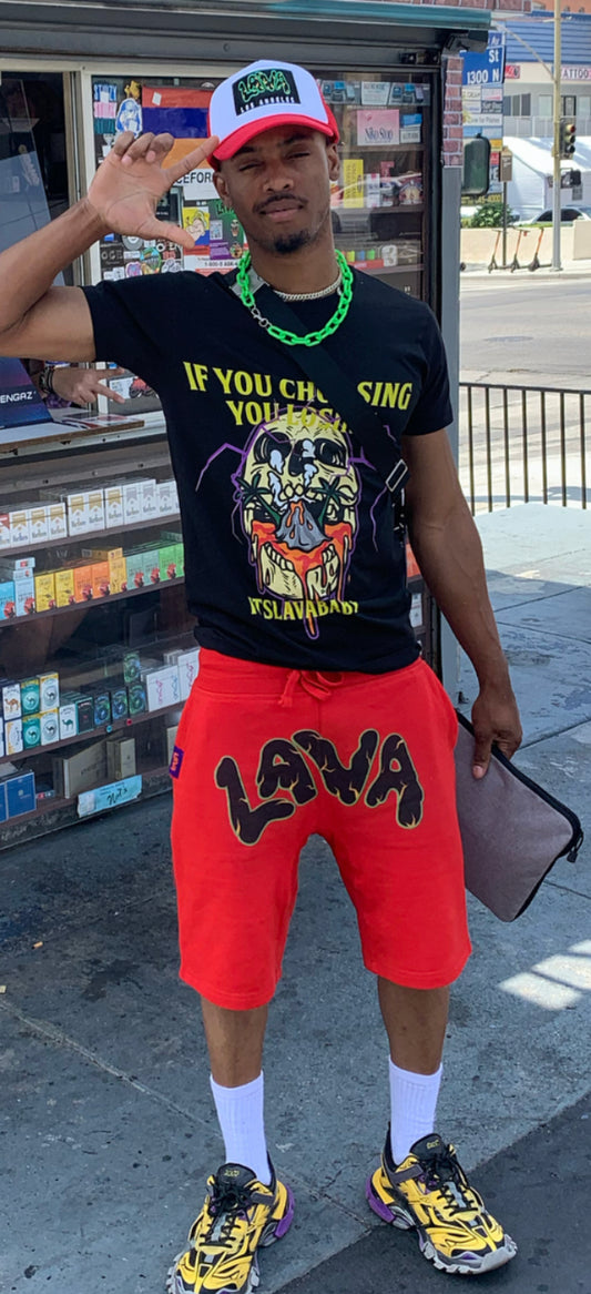 Red LAVA graphic Shorts