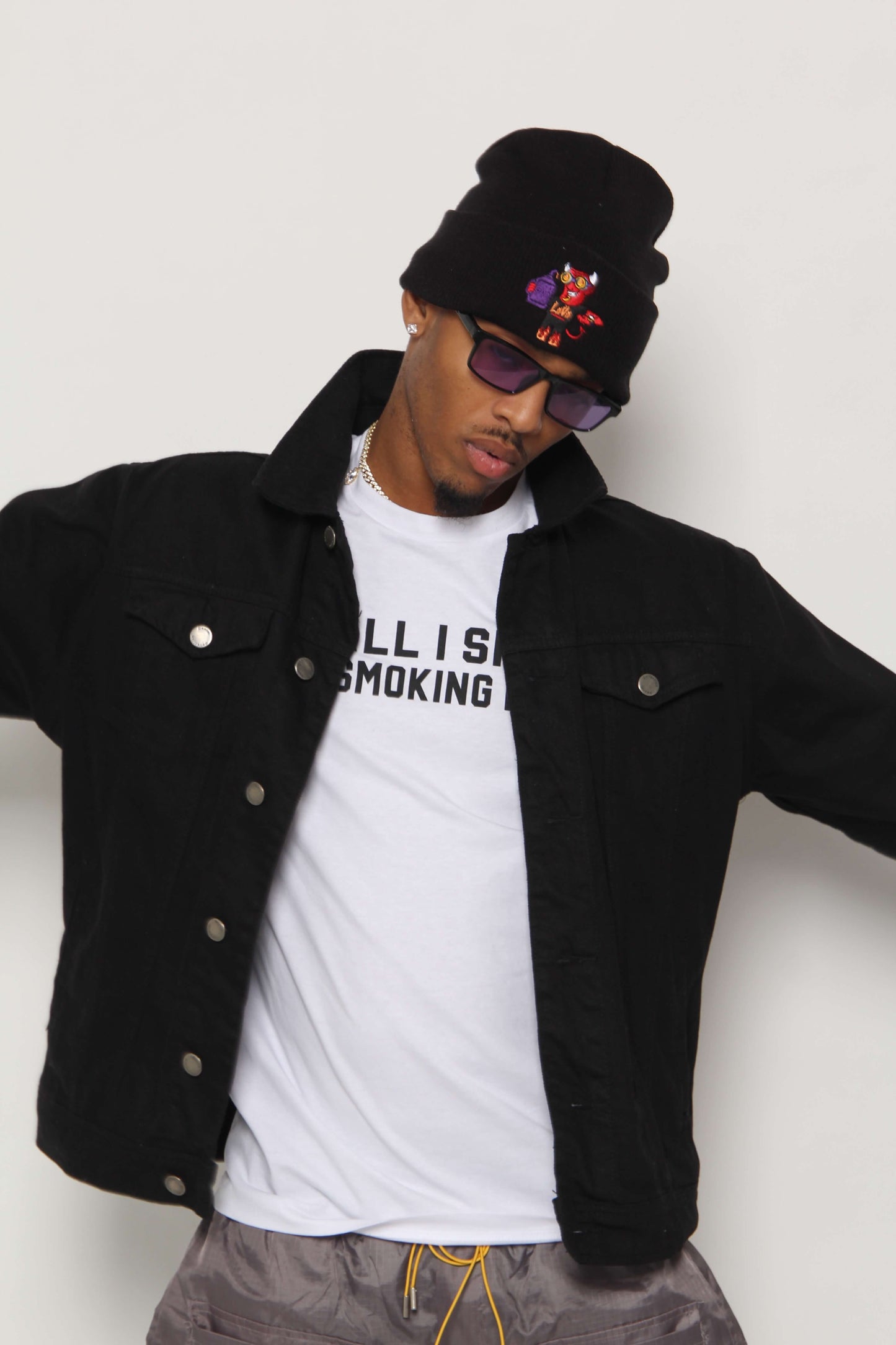 Larry The Lava Man Black  Denim Jacket