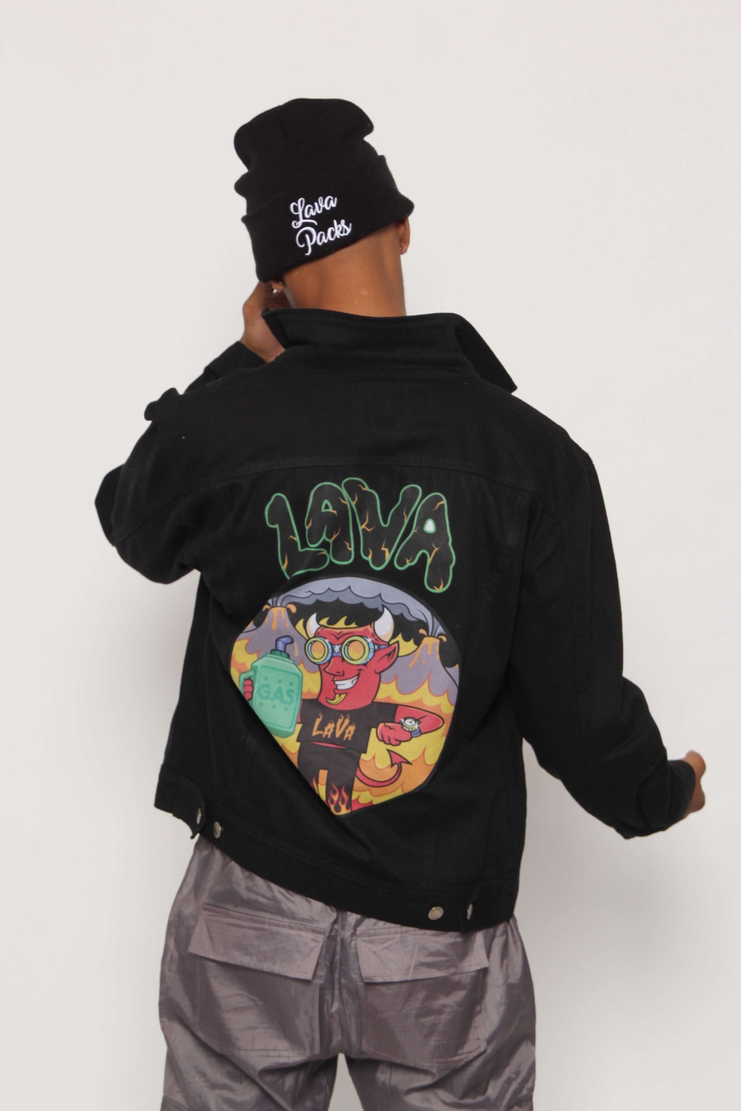 Larry The Lava Man Black  Denim Jacket