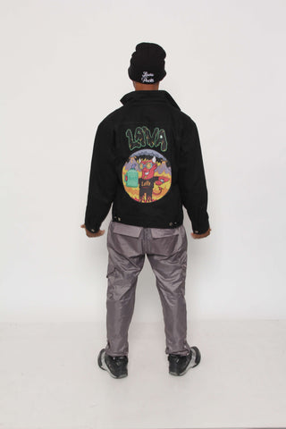 Larry The Lava Man Black  Denim Jacket